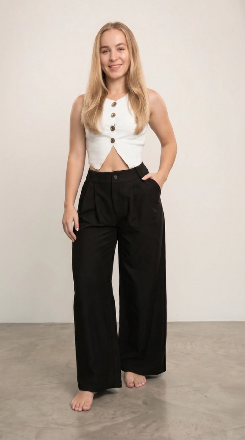 Pleated Wide-Leg Petite Trouser